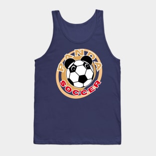 Panda soccer head of a cute panda in the shape of a soccer ball on the background of an orange circle for sports lovers orange and red letters with white borders Tank Top